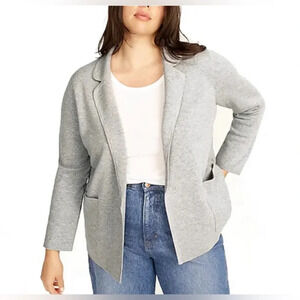 J. Crew Sweater Blazer Womens Sz XS Gray Eloise Merino Wool Blend Open Cardigan